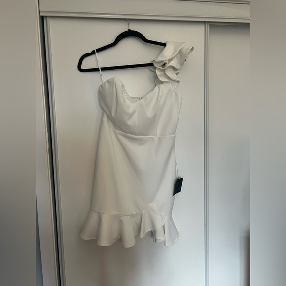 Lulus One Shoulder White Dress - Picture 4 of 6